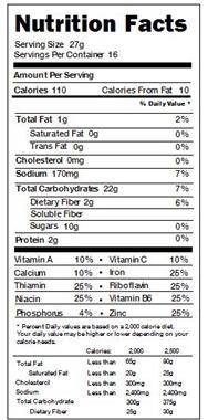 Lucky Charms Nutrition Chart