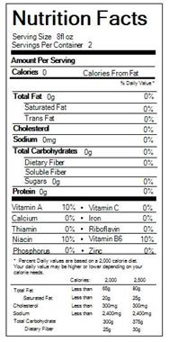 sparkling ice caffeine nutrition label
