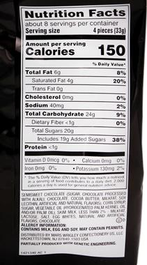 milky way nutrition label midnight minis chocolate candy aisles vee hy bars dark