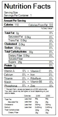Ginger Ale Nutrition Label - Trovoadasonhos
