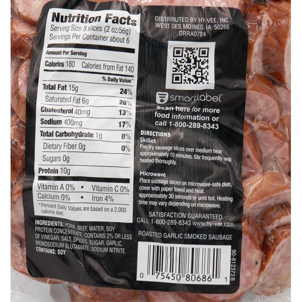 Chophouse Meats, Roasted Garlic Sliced Sausage | Hy-Vee Aisles