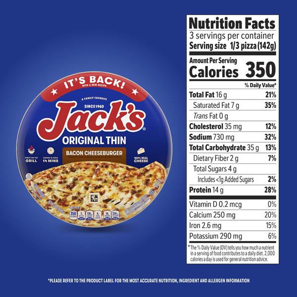 ゆきのオーダーページ Jack's Frozen Pizza, Original Thin Crust Bacon Cheeseburger Pizza