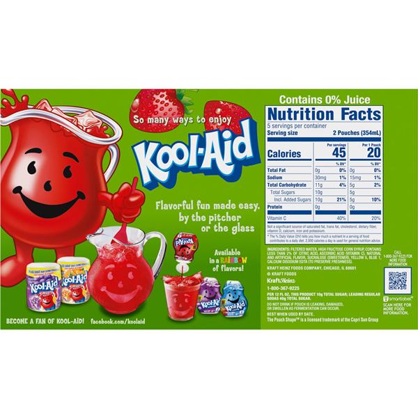 Kool-Aid Jammers Strawberry Kiwi Flavored 0% Juice Drink, 10ct Box