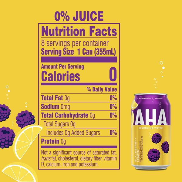 AHA Sparkling Water, Blackberry + Lemon 8 Pack | Hy-Vee Aisles