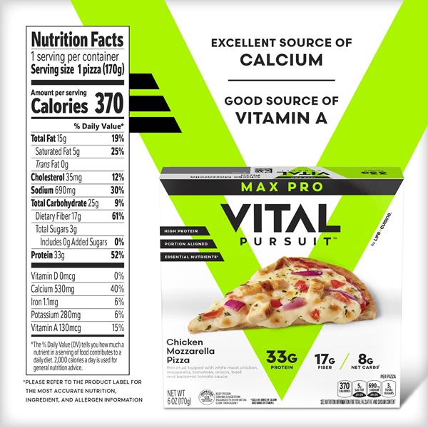 Vital Pursuit Max Pro Thin Crust Chicken Mozzarella Pizza